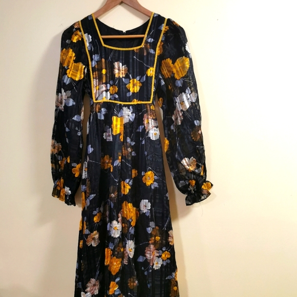 Vintage Pantel Montreal Dress -60's early 70's Dress - Vintage Floral Print Maxi - Picture 4 of 7
